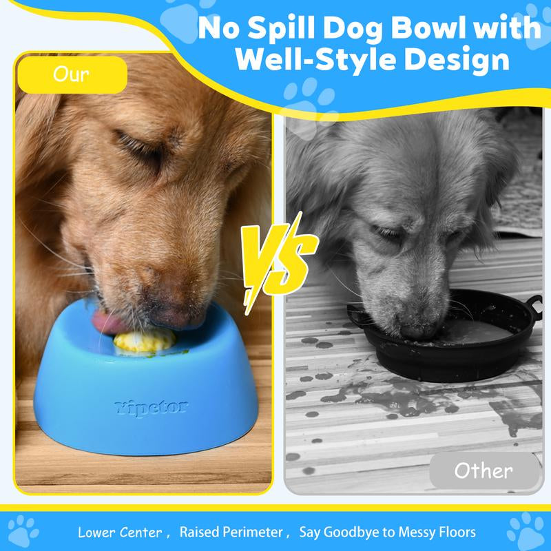 Yipetor Slow Feeder Dog Bowls for Liquid Treat, [Built-In Rolling Ball] No Spill Bone Broth Dog Licking Bowl, Multi-Purpose Puppy Yogurt Feeder Bowl for All Breeds Dietary Supplement/Post-Op Nutrition Feeding.Valentines Gift for Pets